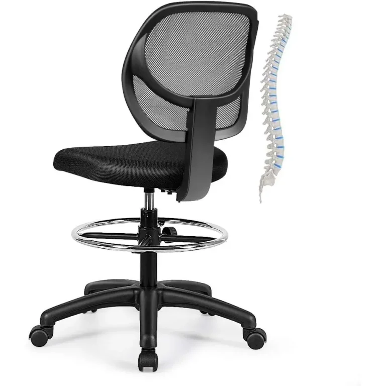 Ergonomic Black Mesh Swivel Office Chair with Adjustable Footrest for Computer, Home Bar, or Kitchen